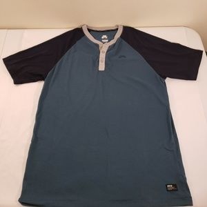 Nike SB Mens Dri - Fit 3 Button T Shirt Blue Large